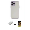 MARSİLYAN™- iPhone 14 Pro Max Kılıf Ahenk Çizgi Serisi - Siyah Buffer Cam Ekran Koruyucu + Band Metal Kamera Lens - GD