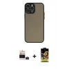 MARSİLYAN™- iPhone 14 Pro Max Kılıf Ahenk Çizgi Serisi - Siyah Buffer Cam Ekran Koruyucu + Bilvis Titan Kamera Lens - DNMR