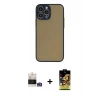 MARSİLYAN™- iPhone 14 Pro Max Kılıf Ahenk Çizgi Serisi - Siyah Buffer Cam Ekran Koruyucu + Bilvis Titan Kamera Lens - GS