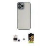 MARSİLYAN™- iPhone 14 Pro Max Kılıf Ahenk Çizgi Serisi - Siyah Buffer Cam Ekran Koruyucu + Derin Mor Bilvis Titan Kamera Lens