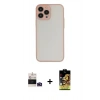 MARSİLYAN™- iPhone 14 Pro Max Kılıf Ahenk Çizgi Serisi - Siyah Buffer Cam Ekran Koruyucu + Derin Mor Bilvis Titan Kamera Lens