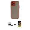 MARSİLYAN™- iPhone 14 Pro Max Kılıf Ahenk Çizgi Serisi - Siyah Buffer Cam Ekran Koruyucu + Bilvis Titan Kamera Lens - GD