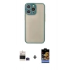 MARSİLYAN™- iPhone 14 Pro Max Kılıf Ahenk Çizgi Serisi - Siyah Buffer Hayalet Cam Ekran Koruyucu + Bilvis Titan Kamera Lens - DNMR