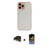 MARSİLYAN™- iPhone 14 Pro Max Kılıf Ahenk Çizgi Serisi - Siyah Buffer Hayalet Cam Ekran Koruyucu + Raze Metal Kamera Lens - GD