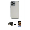 MARSİLYAN™- iPhone 14 Pro Max Kılıf Ahenk Çizgi Serisi - Siyah Buffer Hayalet Cam Ekran Koruyucu + Raze Metal Kamera Lens - GD