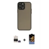 MARSİLYAN™- iPhone 14 Pro Max Kılıf Ahenk Çizgi Serisi - Siyah Buffer Hayalet Cam Ekran Koruyucu + Bilvis Titan Kamera Lens - GS