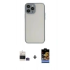 MARSİLYAN™- iPhone 14 Pro Max Kılıf Ahenk Çizgi Serisi - Siyah Buffer Hayalet Cam Ekran Koruyucu + Bilvis Titan Kamera Lens - GS