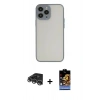 MARSİLYAN™- iPhone 14 Pro Max Kılıf Ahenk Çizgi Serisi - Siyah Buffer Hayalet Cam Ekran Koruyucu + Raze Metal Kamera Lens - GS
