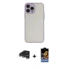 MARSİLYAN™- iPhone 14 Pro Max Kılıf Ahenk Çizgi Serisi - Siyah Buffer Hayalet Cam Ekran Koruyucu + Raze Metal Kamera Lens - GS