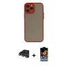 MARSİLYAN™- iPhone 14 Pro Max Kılıf Ahenk Çizgi Serisi - Siyah Buffer Hayalet Cam Ekran Koruyucu + Raze Metal Kamera Lens - GS
