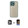 MARSİLYAN™- iPhone 14 Pro Max Kılıf Ahenk Çizgi Serisi - Siyah Buffer Hayalet Cam Ekran Koruyucu + PVD Metal Kamera Lens - TU