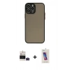 MARSİLYAN™- iPhone 14 Pro Max Kılıf Ahenk Çizgi Serisi - Siyah Joko 5D Cam + Bilvis Titan Kamera Lens - DNMR