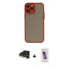 MARSİLYAN™- iPhone 14 Pro Max Kılıf Ahenk Çizgi Serisi - Siyah Joko 5D Cam + Gold Raze Metal Kamera Lens