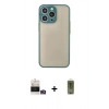 MARSİLYAN™- iPhone 14 Pro Max Kılıf Ahenk Çizgi Serisi - Siyah Joko Magic 5D Hayalet Cam + Bilvis Titan Kamera Lens - GD