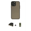 MARSİLYAN™- iPhone 14 Pro Max Kılıf Ahenk Çizgi Serisi - Siyah Joko Magic 5D Hayalet Cam + Raze Metal Kamera Lens - GD