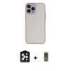 MARSİLYAN™- iPhone 14 Pro Max Kılıf Ahenk Çizgi Serisi - Siyah Joko Magic 5D Hayalet Cam + Turuncu PVD Metal Kamera Lens
