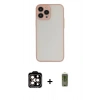 MARSİLYAN™- iPhone 14 Pro Max Kılıf Ahenk Çizgi Serisi - Siyah Joko Magic 5D Hayalet Cam + Turuncu PVD Metal Kamera Lens