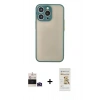 MARSİLYAN™- iPhone 14 Pro Max Kılıf Ahenk Çizgi Serisi - Siyah Mat Seramik Nano Ekran Koruyucu + Derin Mor Bilvis Titan Kamera Lens