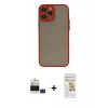 MARSİLYAN™- iPhone 14 Pro Max Kılıf Ahenk Çizgi Serisi - Siyah Mat Seramik Nano Ekran Koruyucu + Derin Mor Bilvis Titan Kamera Lens