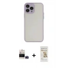 MARSİLYAN™- iPhone 14 Pro Max Kılıf Ahenk Çizgi Serisi - Siyah Mat Seramik Nano Ekran Koruyucu + Derin Mor Bilvis Titan Kamera Lens