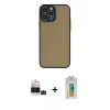 MARSİLYAN™- iPhone 14 Pro Max Kılıf Ahenk Çizgi Serisi - Siyah Polymer Nano Ekran Koruyucu + Bilvis Titan Kamera Lens - SH