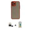 MARSİLYAN™- iPhone 14 Pro Max Kılıf Ahenk Çizgi Serisi - Siyah Polymer Nano Ekran Koruyucu + Bilvis Titan Kamera Lens - SH
