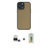 MARSİLYAN™- iPhone 14 Pro Max Kılıf Ahenk Çizgi Serisi - Siyah Polymer Nano Ekran Koruyucu + Bilvis Titan Kamera Lens - GS