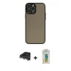 MARSİLYAN™- iPhone 14 Pro Max Kılıf Ahenk Çizgi Serisi - Siyah Polymer Nano Ekran Koruyucu + Raze Metal Kamera Lens - GS