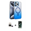 MARSİLYAN™- iPhone 14 Pro Max Kılıf Ahenk Doku Özel Seri - Şeffaf 360 Full Body Arka Koruyucu + Bilvis Titan Kamera Lens - GD
