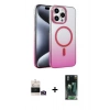 MARSİLYAN™- iPhone 14 Pro Max Kılıf Ahenk Doku Özel Seri - Şeffaf 360 Full Body Arka Koruyucu + Bilvis Titan Kamera Lens - GD