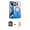 MARSİLYAN™- iPhone 14 Pro Max Kılıf Ahenk Doku Özel Seri - Şeffaf Pasifik Cam Ekran Koruyucu + PVD Metal Kamera Lens - TU
