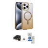 MARSİLYAN™- iPhone 14 Pro Max Kılıf Ahenk Doku Özel Seri - Şeffaf Royal Nano Ekran Koruyucu + Raze Metal Kamera Lens - GD