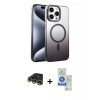 MARSİLYAN™- iPhone 14 Pro Max Kılıf Ahenk Doku Özel Seri - Şeffaf Royal Nano Ekran Koruyucu + Raze Metal Kamera Lens - GD