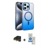 MARSİLYAN™- iPhone 14 Pro Max Kılıf Ahenk Doku Özel Seri - Şeffaf Royal Nano Ekran Koruyucu + Raze Metal Kamera Lens - GD