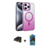 MARSİLYAN™- iPhone 14 Pro Max Kılıf Ahenk Doku Özel Seri - Siyah 18D Cam Ekran Koruyucu + Gold Raze Metal Kamera Lens