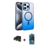 MARSİLYAN™- iPhone 14 Pro Max Kılıf Ahenk Doku Özel Seri - Siyah 18D Cam Ekran Koruyucu + Gold Raze Metal Kamera Lens