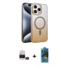 MARSİLYAN™- iPhone 14 Pro Max Kılıf Ahenk Doku Özel Seri - Siyah 18D Cam Ekran Koruyucu + Bilvis Titan Kamera Lens - GS