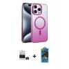 MARSİLYAN™- iPhone 14 Pro Max Kılıf Ahenk Doku Özel Seri - Siyah 18D Cam Ekran Koruyucu + Bilvis Titan Kamera Lens - GS