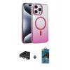 MARSİLYAN™- iPhone 14 Pro Max Kılıf Ahenk Doku Özel Seri - Siyah 18D Cam Ekran Koruyucu + Raze Metal Kamera Lens - GS