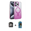 MARSİLYAN™- iPhone 14 Pro Max Kılıf Ahenk Doku Özel Seri - Siyah 18D Cam Ekran Koruyucu + PVD Metal Kamera Lens - TU
