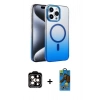 MARSİLYAN™- iPhone 14 Pro Max Kılıf Ahenk Doku Özel Seri - Siyah 18D Cam Ekran Koruyucu + PVD Metal Kamera Lens - TU