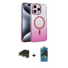 MARSİLYAN™- iPhone 14 Pro Max Kılıf Ahenk Doku Özel Seri - Siyah 18D Cam Ekran Koruyucu + Raze Metal Kamera Lens - GD