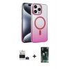 MARSİLYAN™- iPhone 14 Pro Max Kılıf Ahenk Doku Özel Seri - Siyah 360 Mat Full Body Arka Koruyucu + Derin Mor Bilvis Titan Kamera Lens
