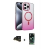 MARSİLYAN™- iPhone 14 Pro Max Kılıf Ahenk Doku Özel Seri - Siyah 360 Mat Full Body Arka Koruyucu + Raze Metal Kamera Lens - GD