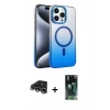 MARSİLYAN™- iPhone 14 Pro Max Kılıf Ahenk Doku Özel Seri - Siyah 360 Mat Full Body Arka Koruyucu + Raze Metal Kamera Lens - GS