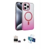 MARSİLYAN™- iPhone 14 Pro Max Kılıf Ahenk Doku Özel Seri - Siyah 3D Antistatik Cam Ekran Koruyucu + Bilvis Titan Kamera Lens - GD