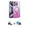 MARSİLYAN™- iPhone 14 Pro Max Kılıf Ahenk Doku Özel Seri - Siyah 3D Antistatik Cam Ekran Koruyucu + Bilvis Titan Kamera Lens - GD