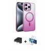 MARSİLYAN™- iPhone 14 Pro Max Kılıf Ahenk Doku Özel Seri - Siyah 3D Antistatik Cam Ekran Koruyucu + Gümüş Raze Metal Kamera Lens