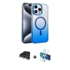 MARSİLYAN™- iPhone 14 Pro Max Kılıf Ahenk Doku Özel Seri - Siyah 3D Antistatik Cam Ekran Koruyucu + Gümüş Raze Metal Kamera Lens