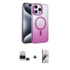 MARSİLYAN™- iPhone 14 Pro Max Kılıf Ahenk Doku Özel Seri - Siyah Bilvis 3D Mat Cam Ekran Koruyucu + Bilvis Titan Kamera Lens - DNMR